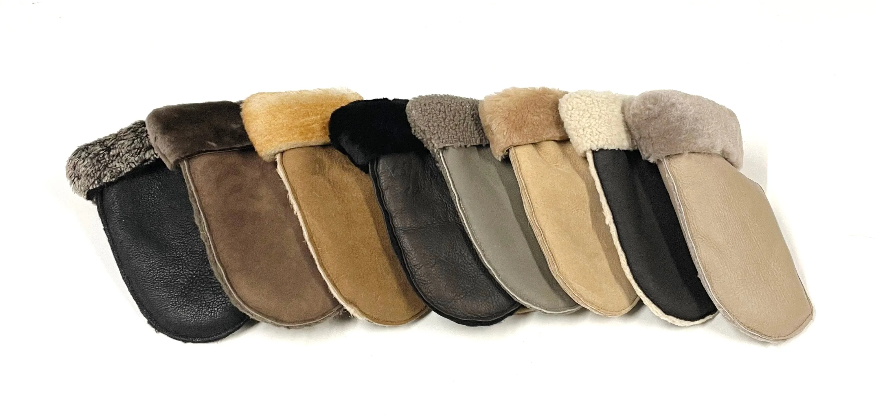 100% Genuine Sheepskin Mittens Mens Ladies Gloves Various Colours Made In The UK