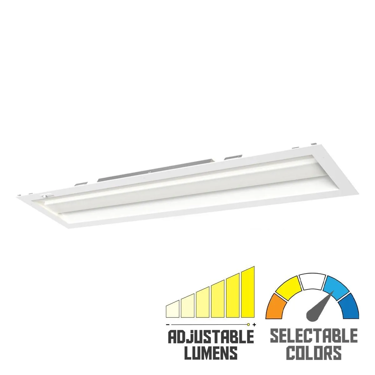 1x4 LED Troffer Light, 2500 Lumens, Center Basket Fixture, 28 Watts, 35K/40K/50K, 120/277V