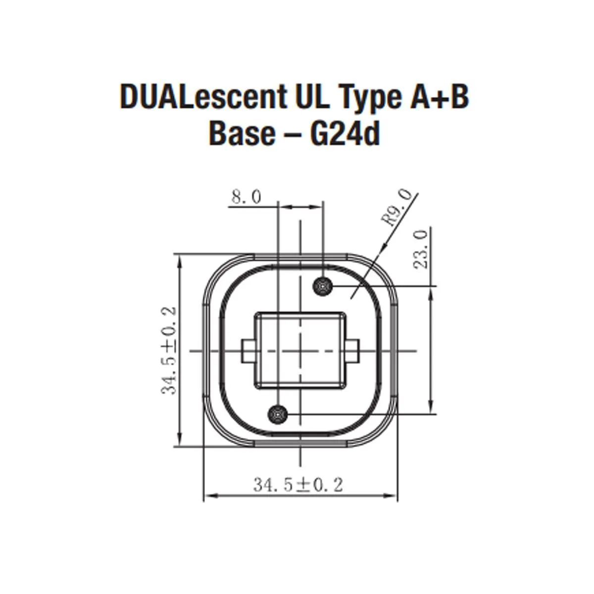 2 pin PL LED Bulb, 9W, 1050lm, 30K/35K/40K, Horizontal, 26W CFL Equal, G24d Base, Direct Or Bypass