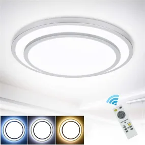 20-Inch Round Dimmable LED Ceiling Light Fixture with Remote Control & 3 Light Temperatures