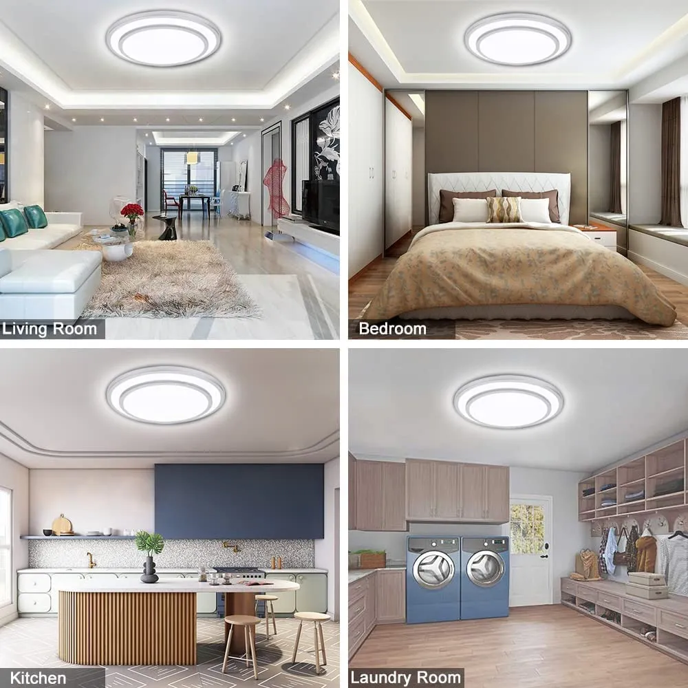 20-Inch Round Dimmable LED Ceiling Light Fixture with Remote Control & 3 Light Temperatures