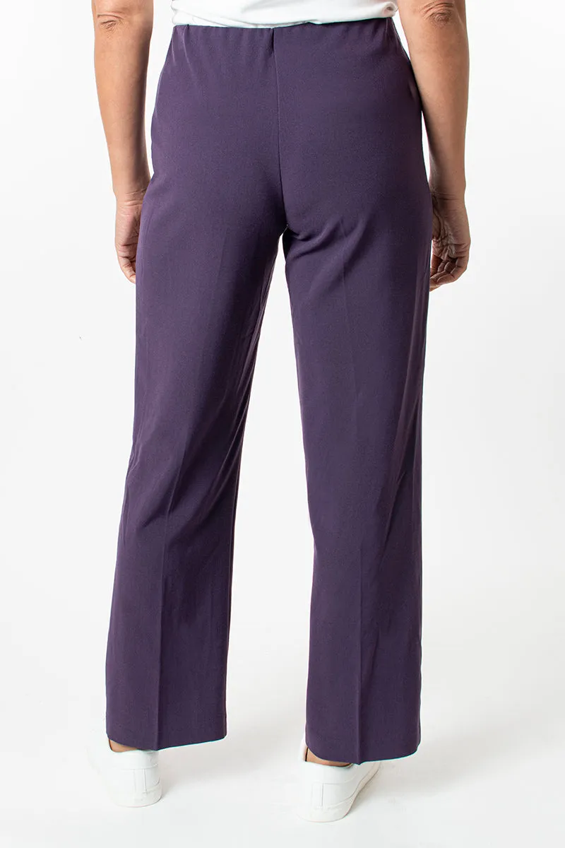 27in Straight leg pull on trouser - Plum