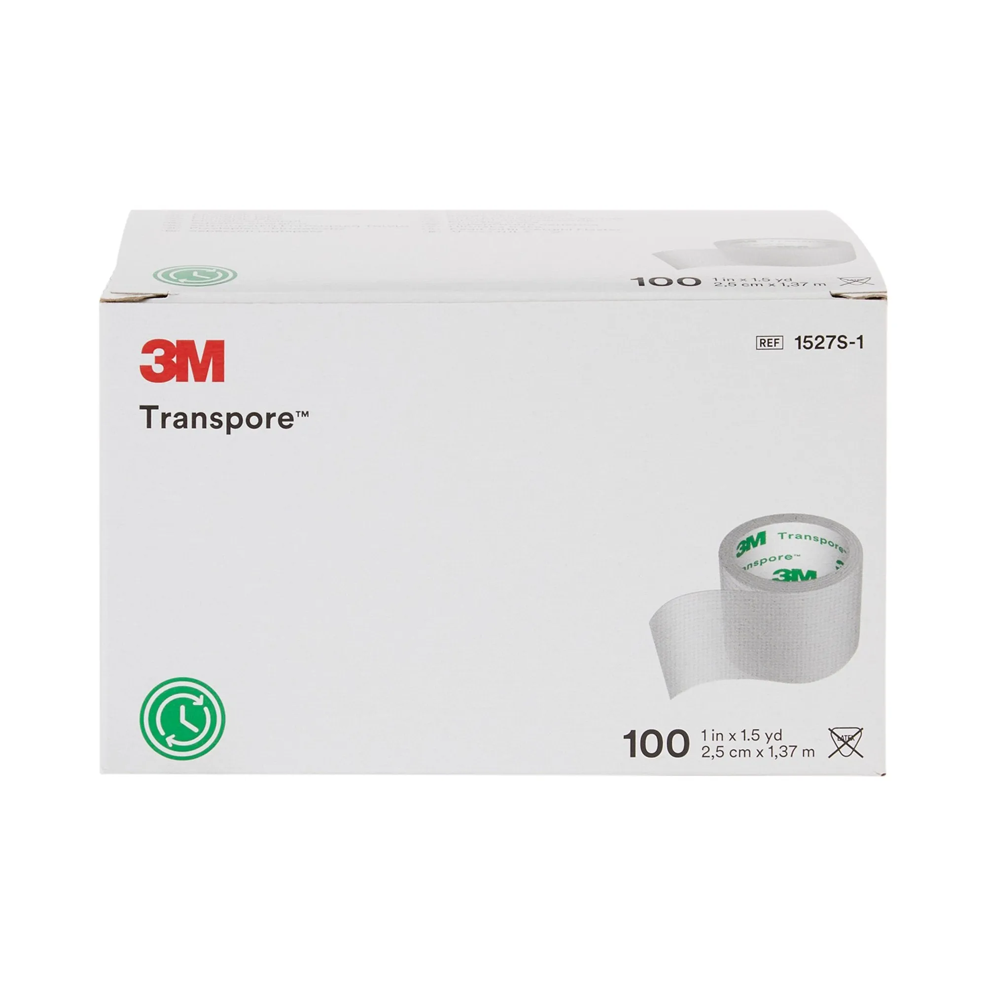 3M™ Transpore™ Plastic Medical Tape, 1 Inch x 1-1/2 Yard, Transparent, 1 Box of 100