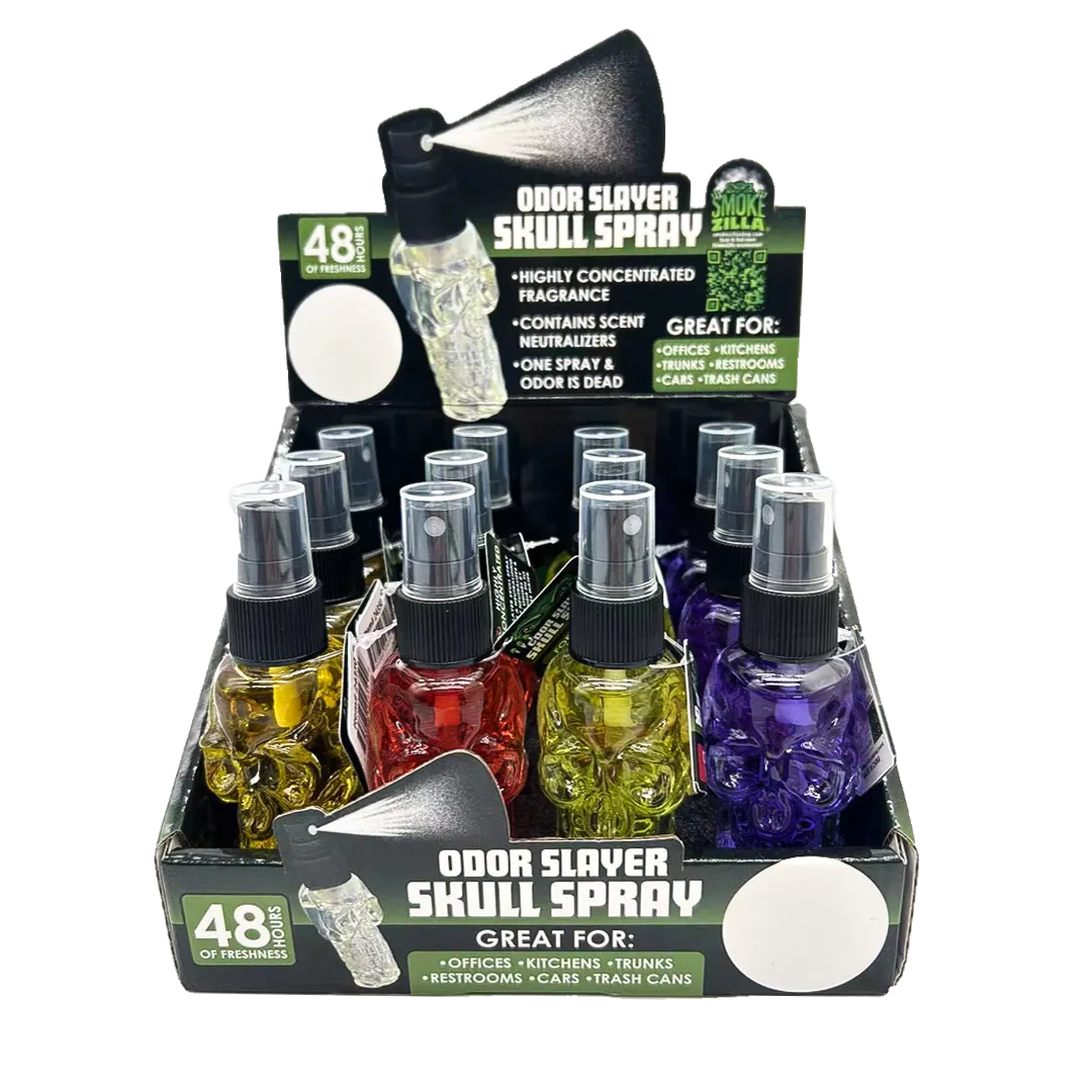 Air Freshener Odor Slayer Skull Smoke Eater Spray - 12 Pieces Per Retail Ready Display 24350