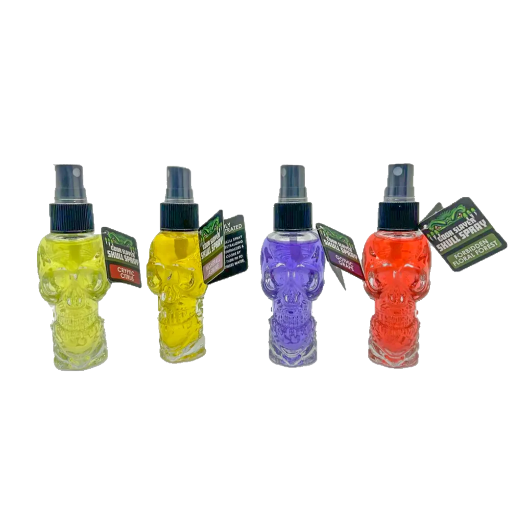 Air Freshener Odor Slayer Skull Smoke Eater Spray - 12 Pieces Per Retail Ready Display 24350