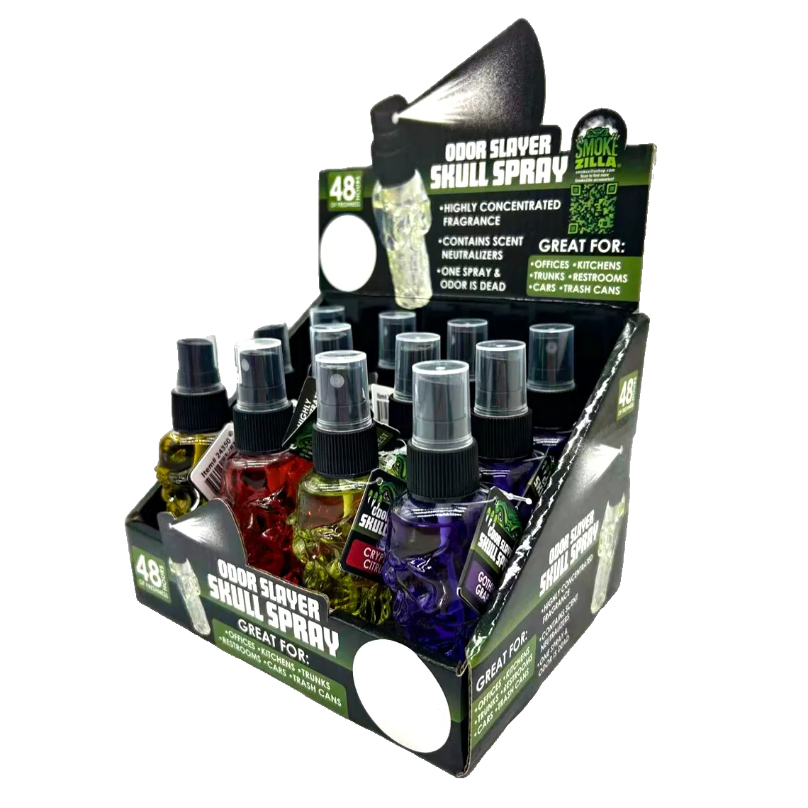 Air Freshener Odor Slayer Skull Smoke Eater Spray - 12 Pieces Per Retail Ready Display 24350