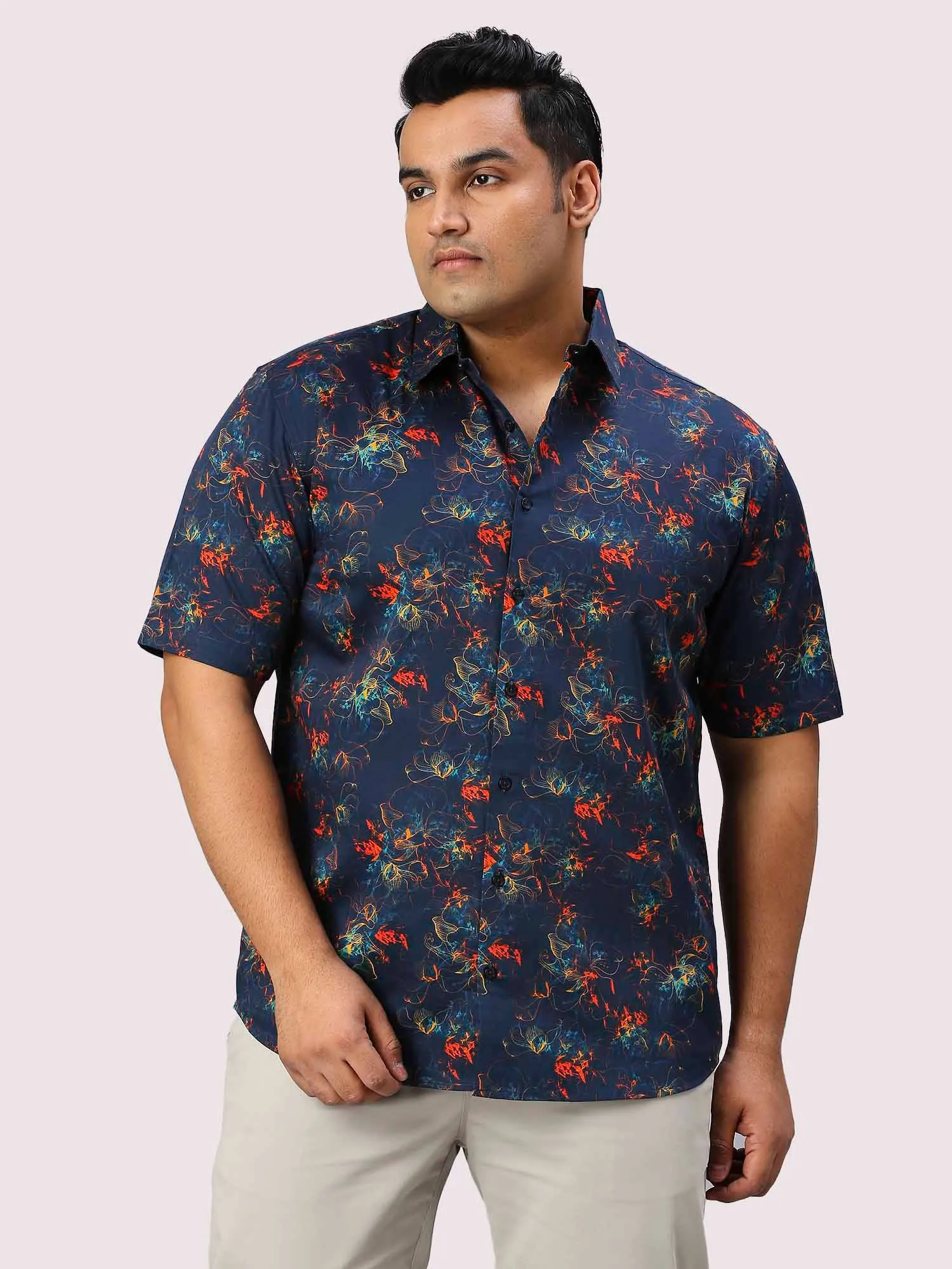 Aster Printed Half Sleeve Men's Plus Size Shirt