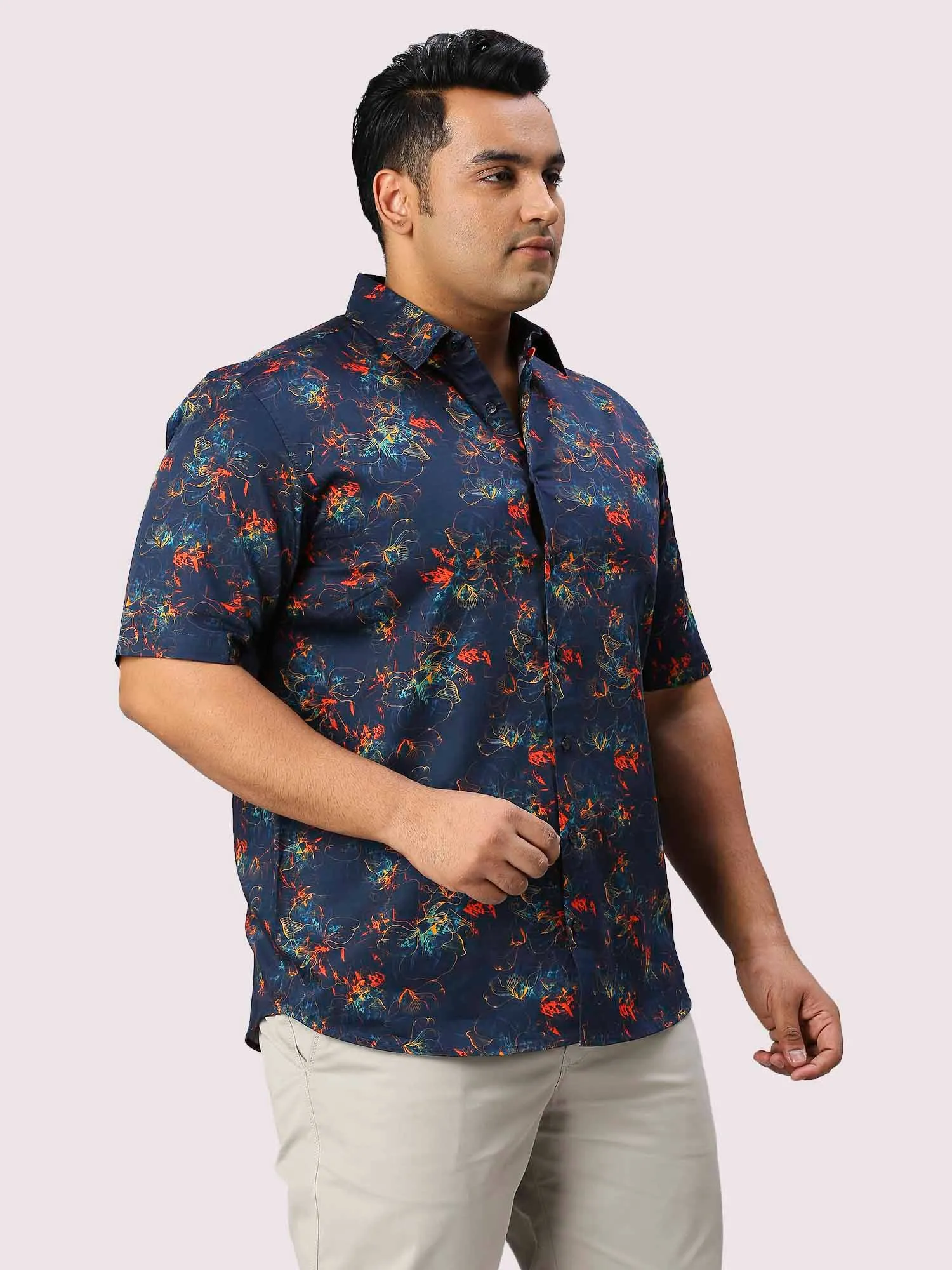 Aster Printed Half Sleeve Men's Plus Size Shirt