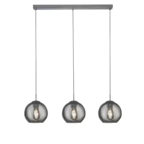 Balls 3 Light Chrome Bar Pendant With Smoke Glass Shades