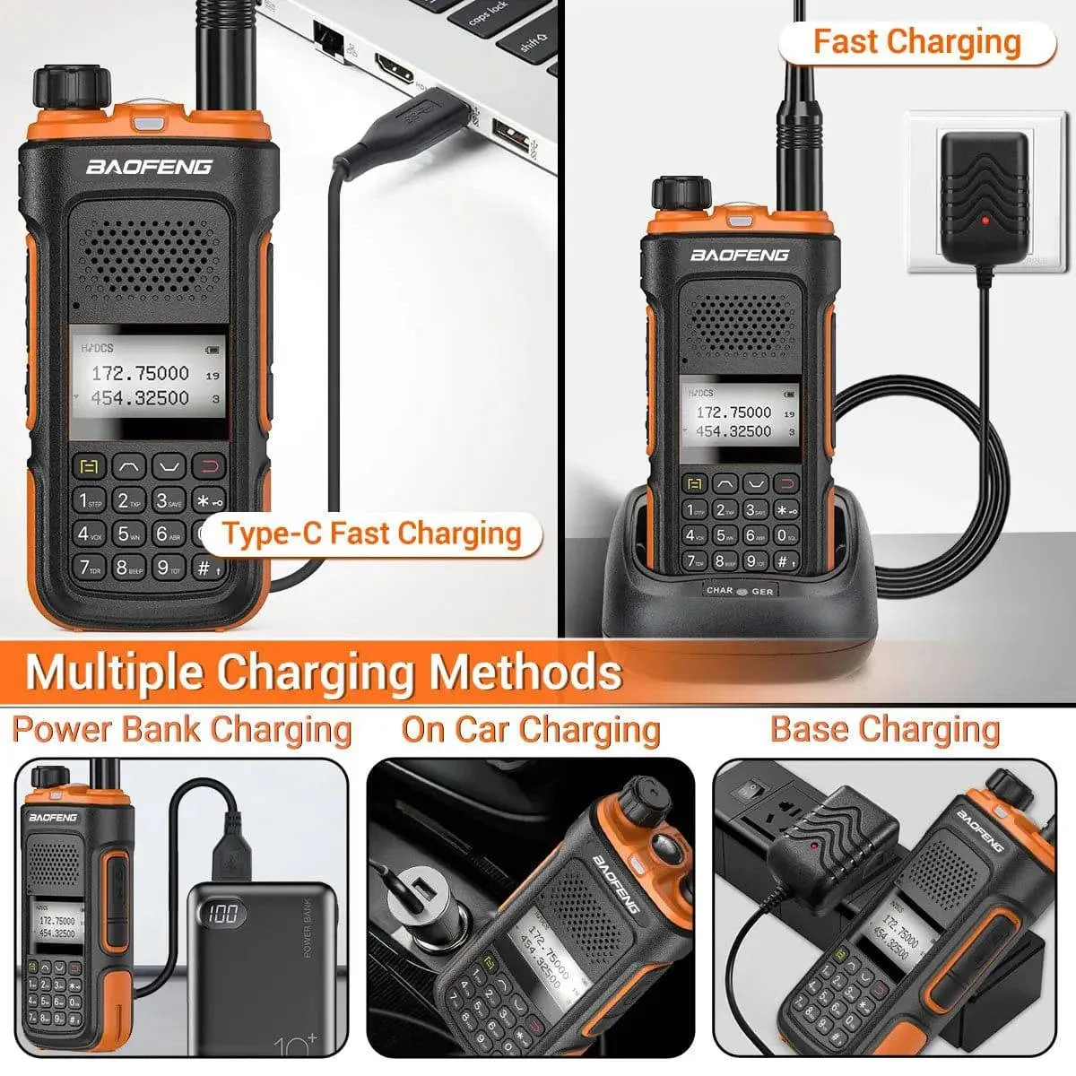 Baofeng UV-10 Pro Walkie Talkie Wireless Copy Frequency Dual Band 999CH Type-C Long Range High Power UV-5R Ham Two Way Radio