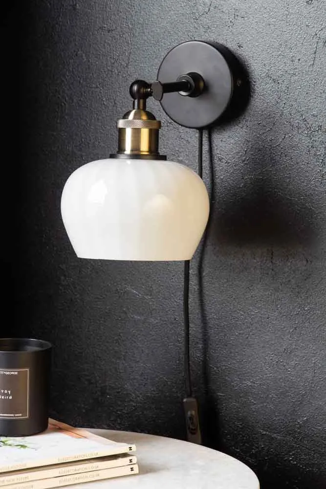 Beautiful Glass Plug In Wall Light