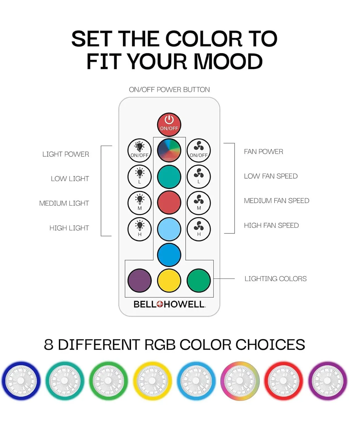 Bell Howell Socket Air Wireless Ceiling Fan Light with Remote Control