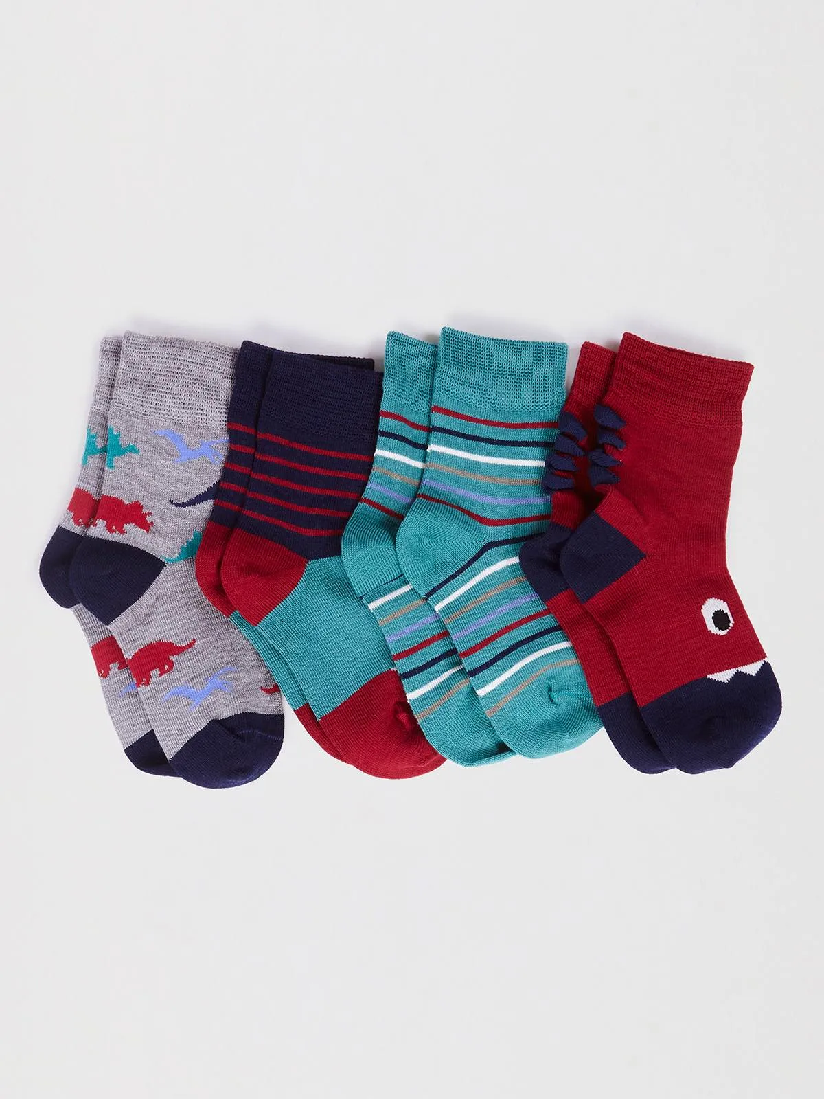 Deano Bamboo Dinosaur Kids 4 Sock Gift Box - Multi