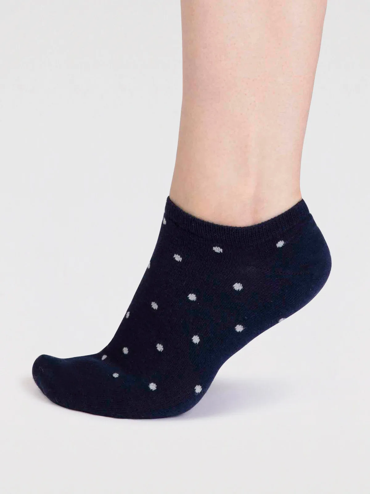 Dottie Bamboo Spotty Trainer Socks - Navy