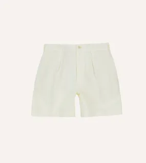 Ecru Linen Single-Pleat Shorts