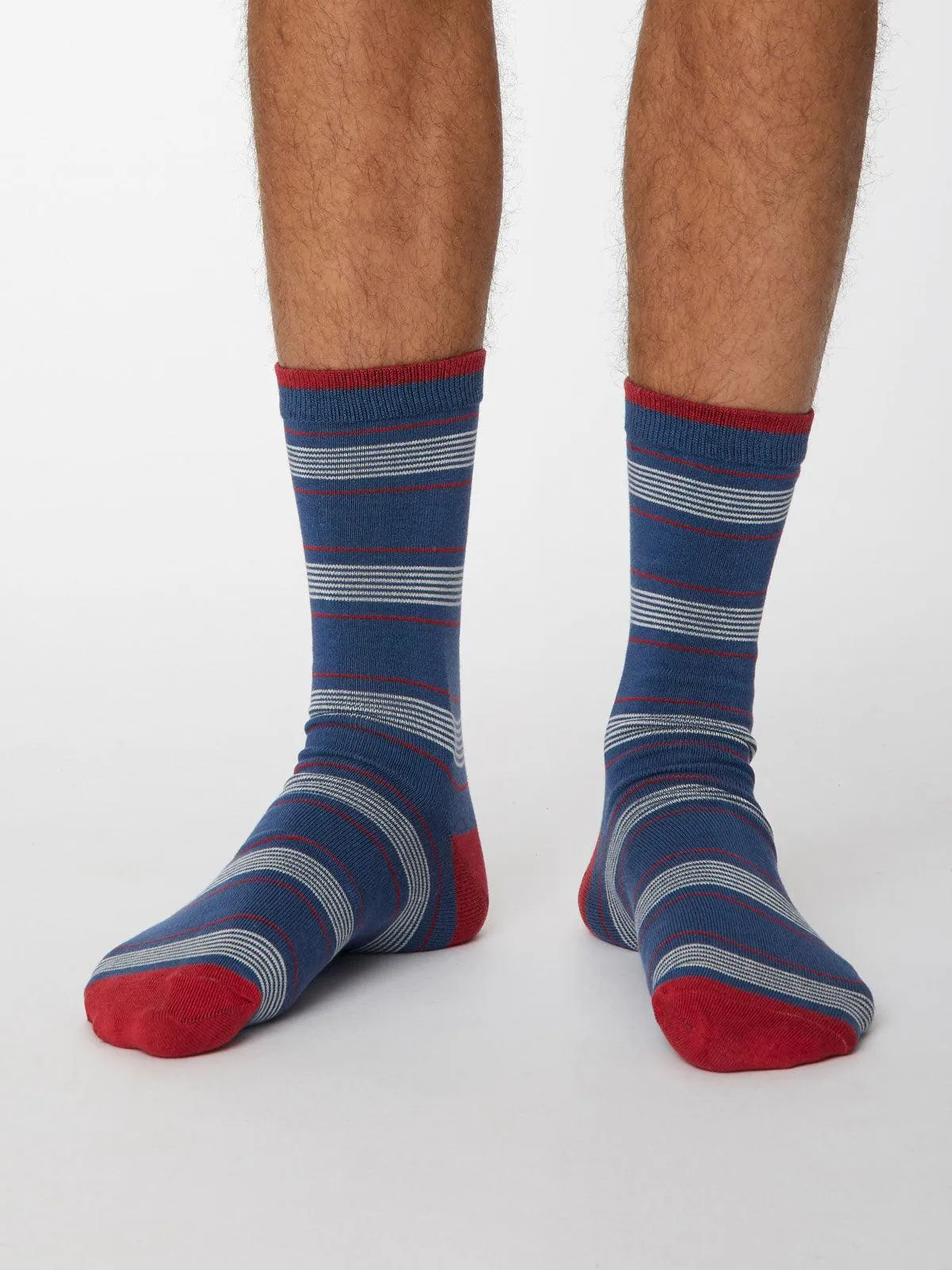 Edoardo Stripe Socks - Denim Blue