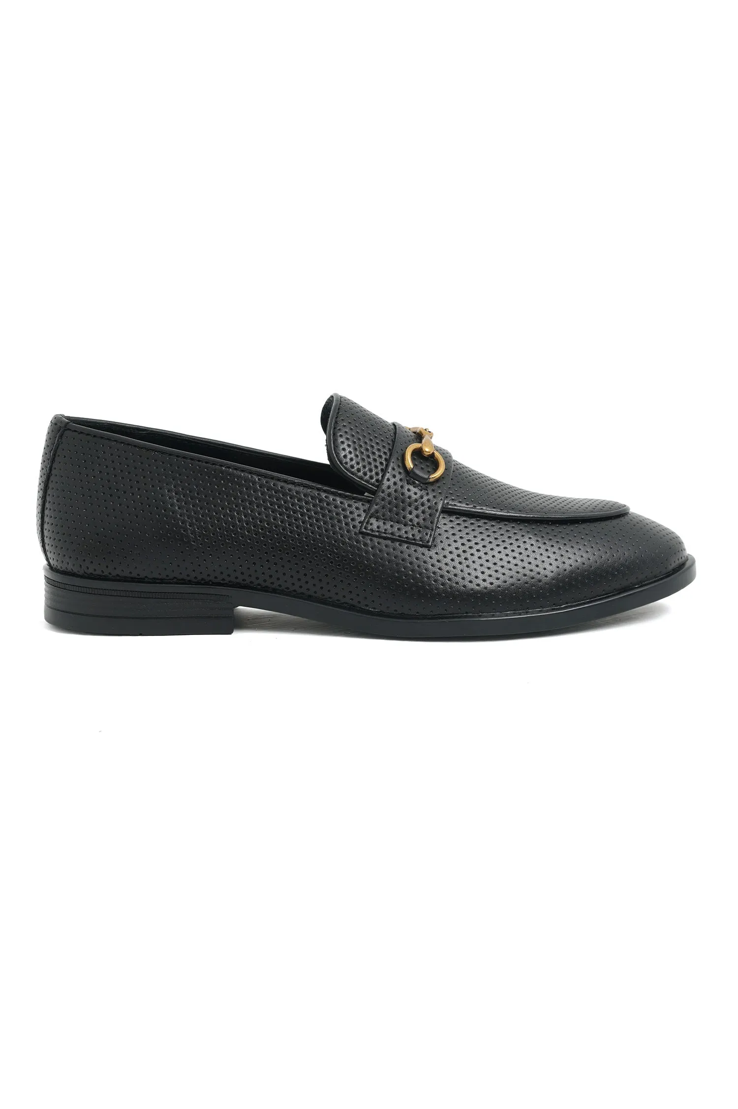 ELITE LEATHER PERFORATED LOAFERS-BLACK