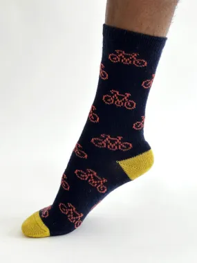 Erskine Bike Wool Socks - Navy