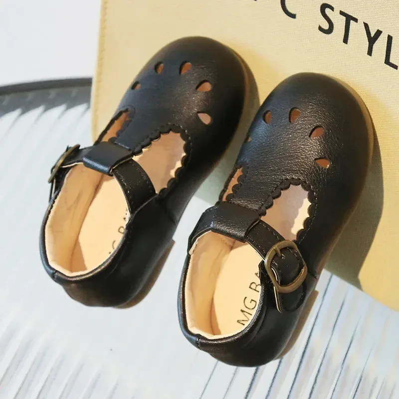 Girls Leather Shoes Spring Autumn Children Oxfords Kids T-strap Shoes Baby Toddler Girl Shoes Casual Loafers Mocassins For Girl