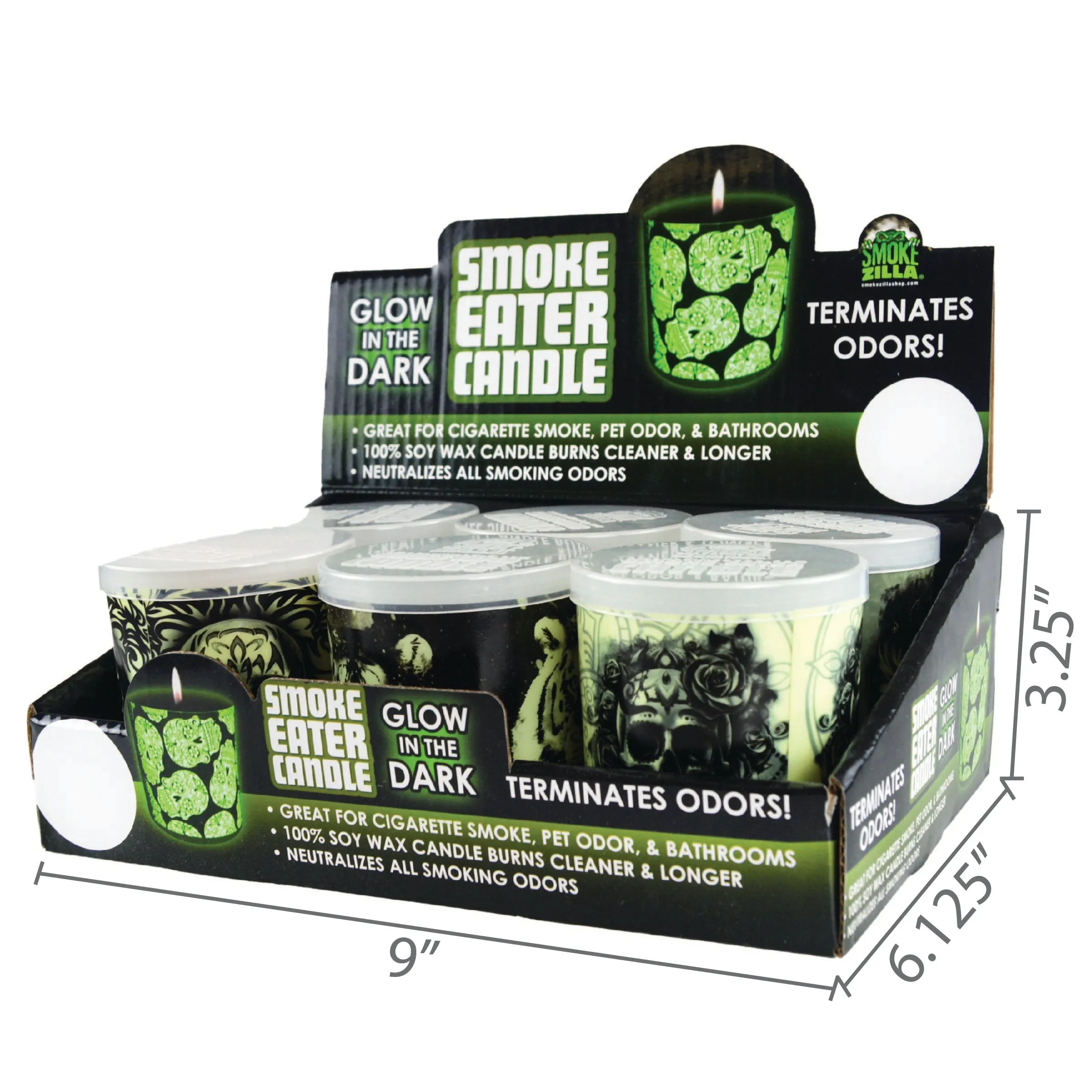 Glow in The Dark Smoke Eater Candle - 6 Pieces Per Retail Ready Display 21873