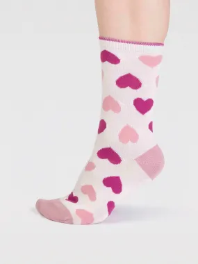 Haddie Bamboo Love Heart Socks - Stone White