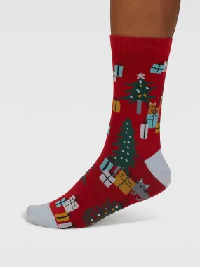 Jemila Christmas Organic Cotton Socks - Poppy Red