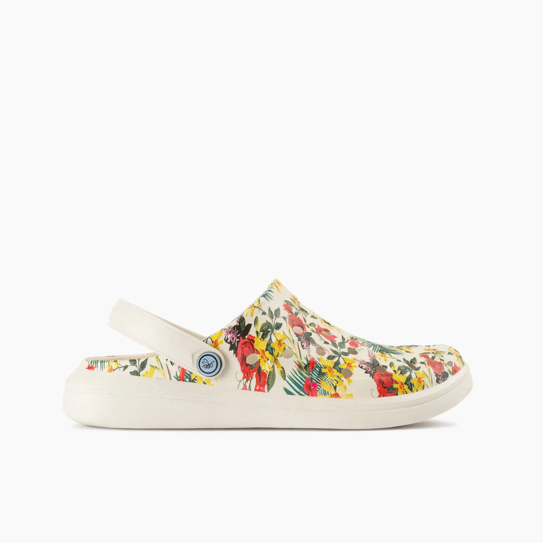 Joybees Womens Varsity Clog Graphic Bone Tropical Floral