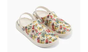 Joybees Womens Varsity Clog Graphic Bone Tropical Floral