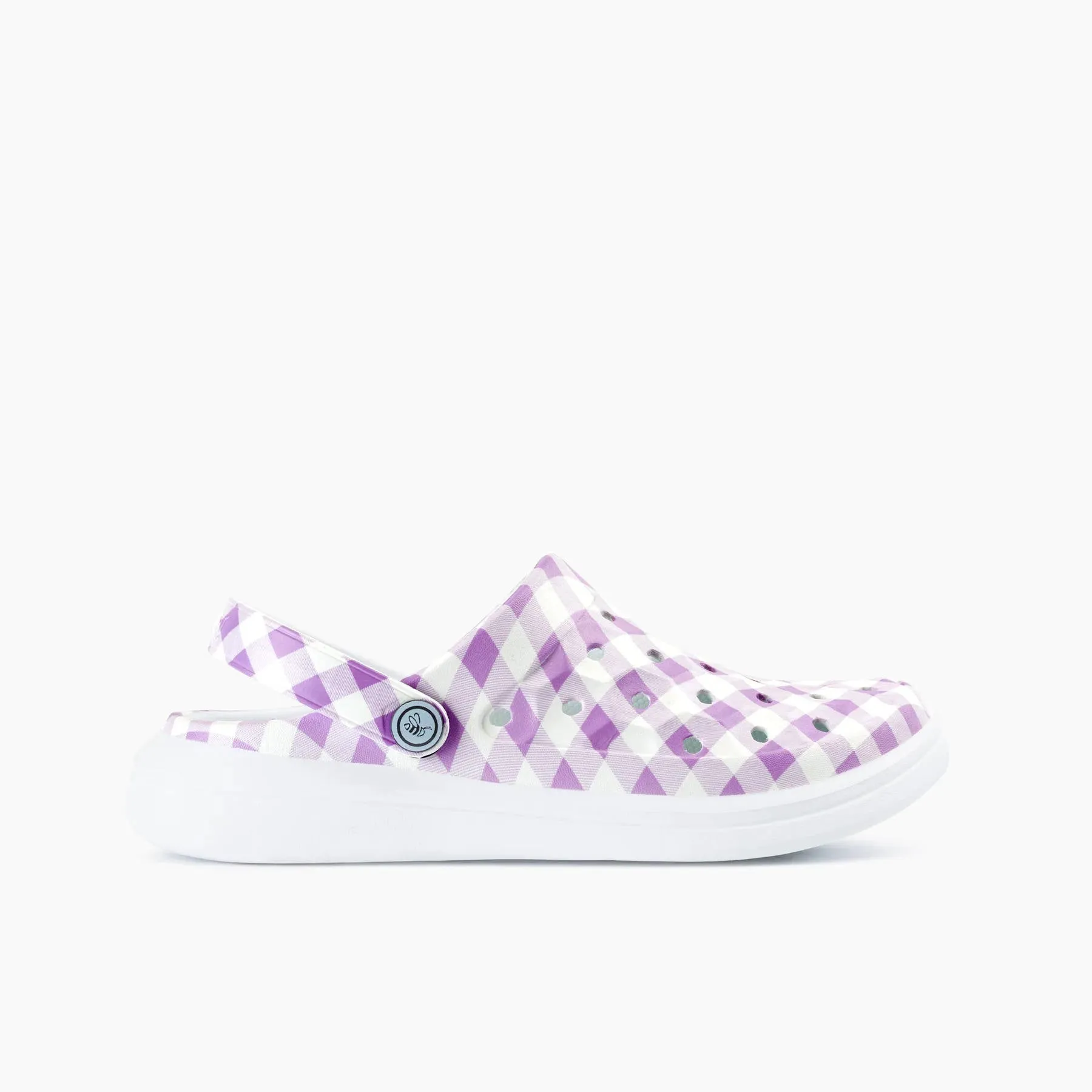 Joybees Womens Varsity Clog Graphic Lilac Gingham