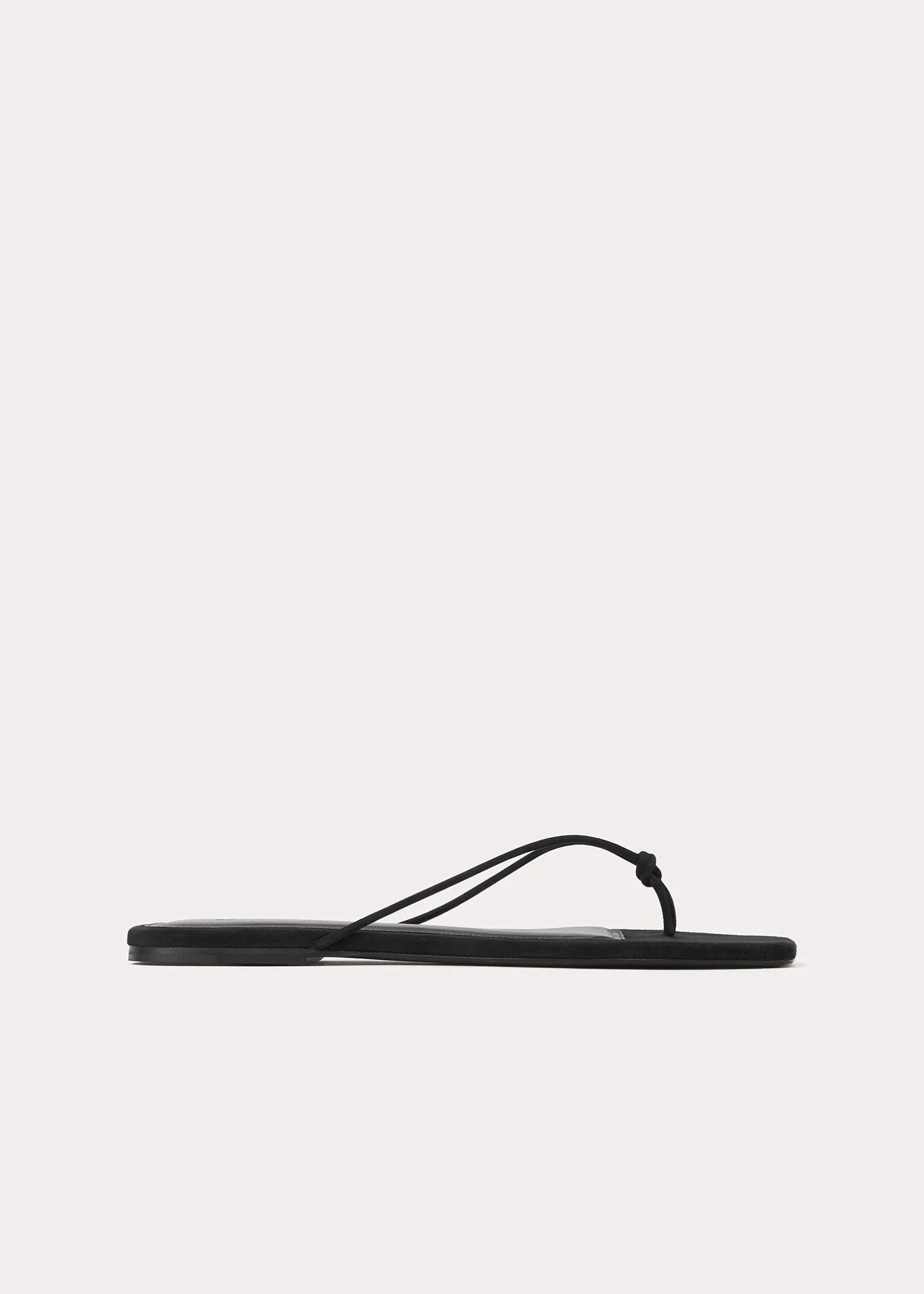 Knotted leather flip flops black