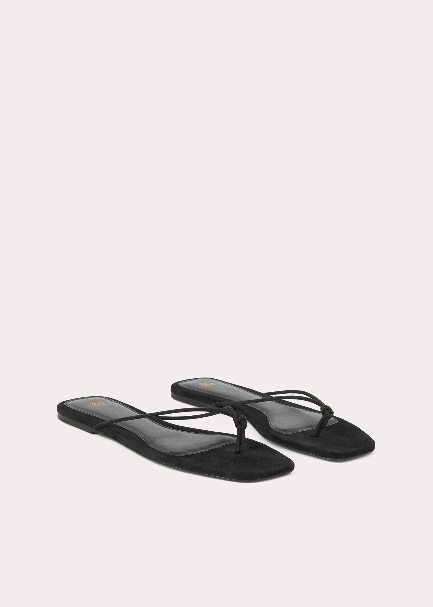 Knotted leather flip flops black