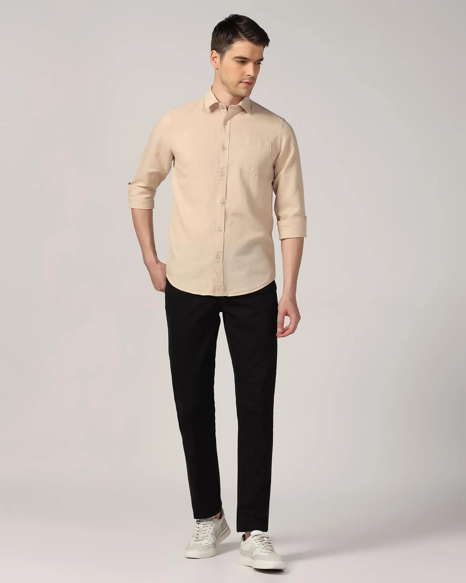 Linen Casual Natural Solid Shirt - Lang