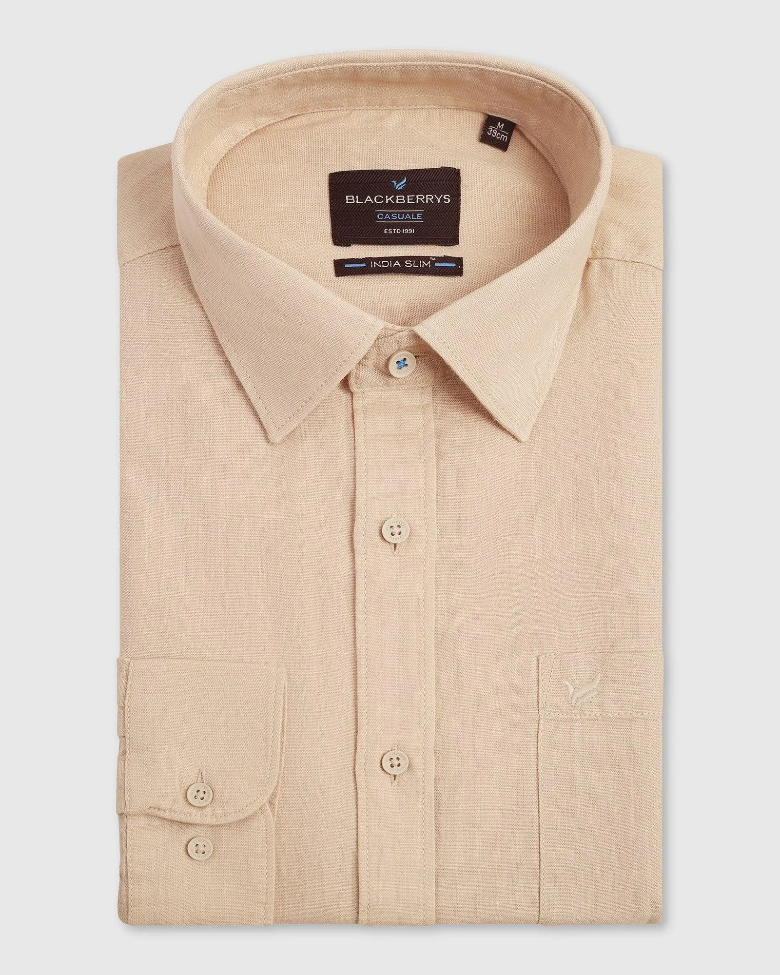 Linen Casual Natural Solid Shirt - Lang