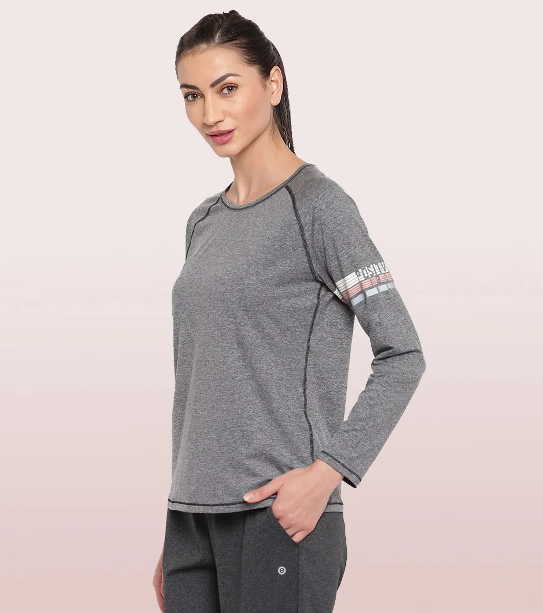 Long Sleeve Slim Active Tee | Long Sleeve Scoop Neck Raglan Slim Active Tee With Mindful Graphics