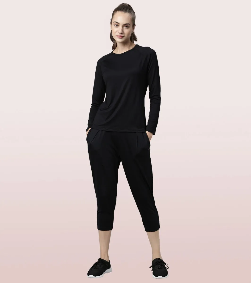 Long Sleeve Slim Active Tee | Long Sleeve Scoop Neck Raglan Slim Active Tee With Mindful Graphics