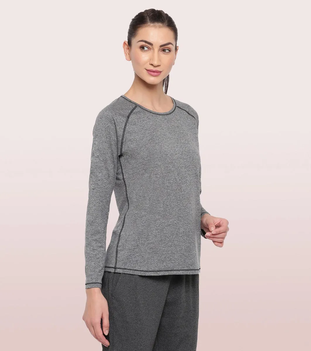 Long Sleeve Slim Active Tee | Long Sleeve Scoop Neck Raglan Slim Active Tee With Mindful Graphics