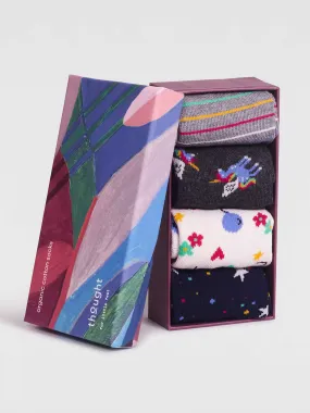 Luma Bamboo Unicorn Baby 4 Sock Gift Box - Multi