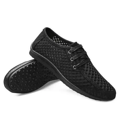 Men Casual Breathable Mesh Lace Up Loafers Soft Flats