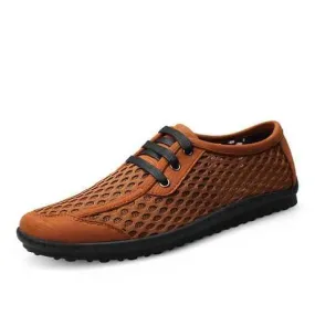 Men Casual Breathable Mesh Lace Up Loafers Soft Flats