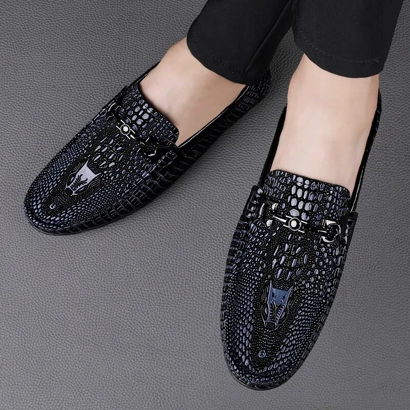 Men Leather Loafers / Slip On Breathable Alternative Fashion Flat Footwear / Black gothic Shoes