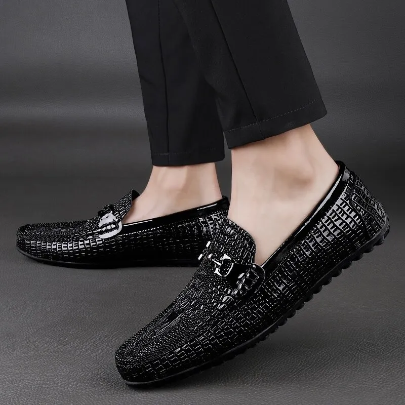 Men Leather Loafers / Slip On Breathable Alternative Fashion Flat Footwear / Black gothic Shoes