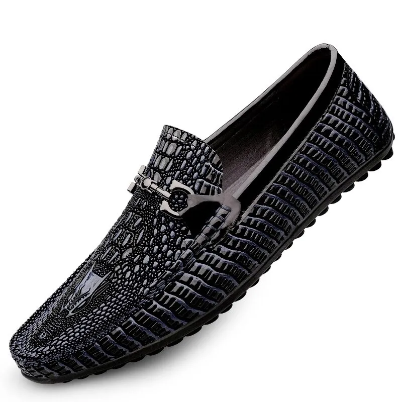 Men Leather Loafers / Slip On Breathable Alternative Fashion Flat Footwear / Black gothic Shoes