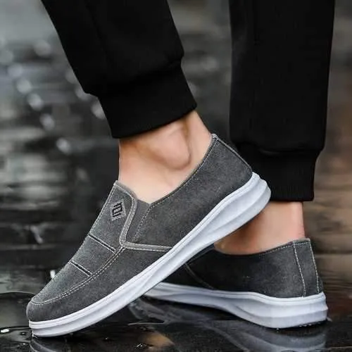 Men Low Top Canvas Breathable Flat Slip On Casual Loafers