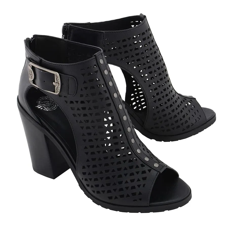 Mesh Open Toe Platform Heeled Sandles