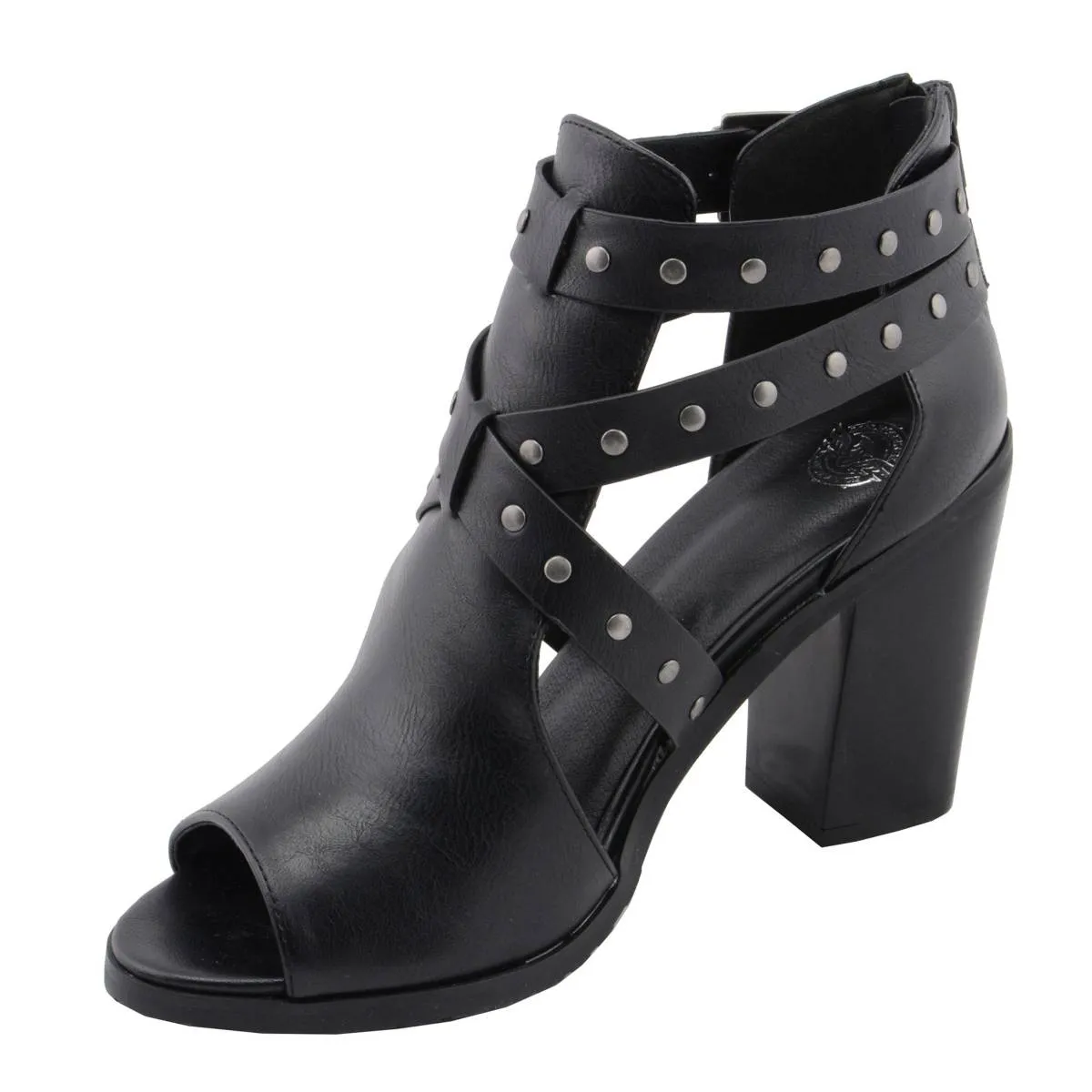 Milwaukee Leather MBL9454 Women's Black Studded Strap Fashion Casual Sandal with Platform Heel