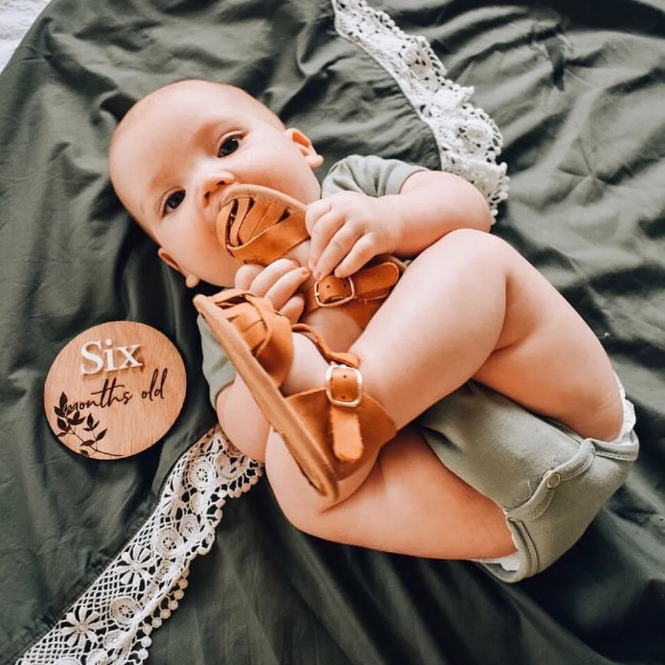 Nutmeg Wax Leather Baby Sandal