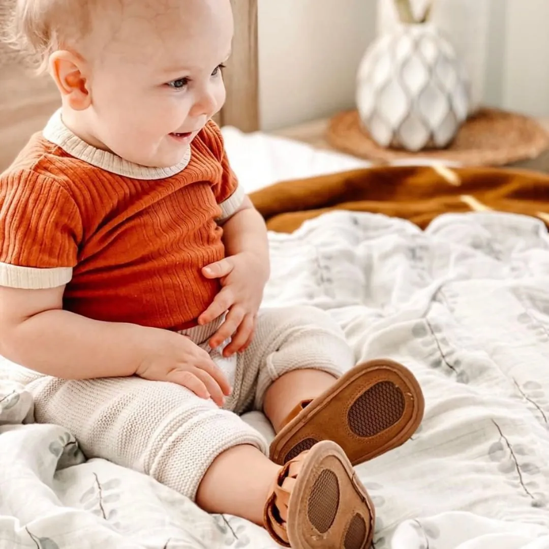 Nutmeg Wax Leather Baby Sandal