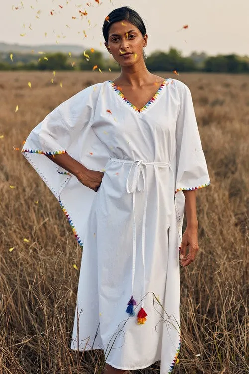 Okhai 'Fusion' Hand Embroidered Pure Cotton Kaftan