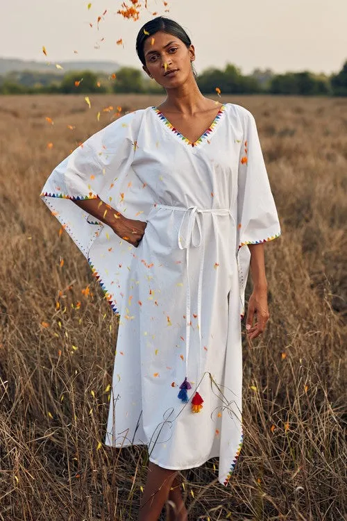 Okhai 'Fusion' Hand Embroidered Pure Cotton Kaftan