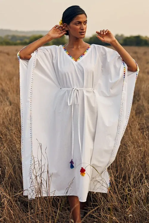 Okhai 'Fusion' Hand Embroidered Pure Cotton Kaftan